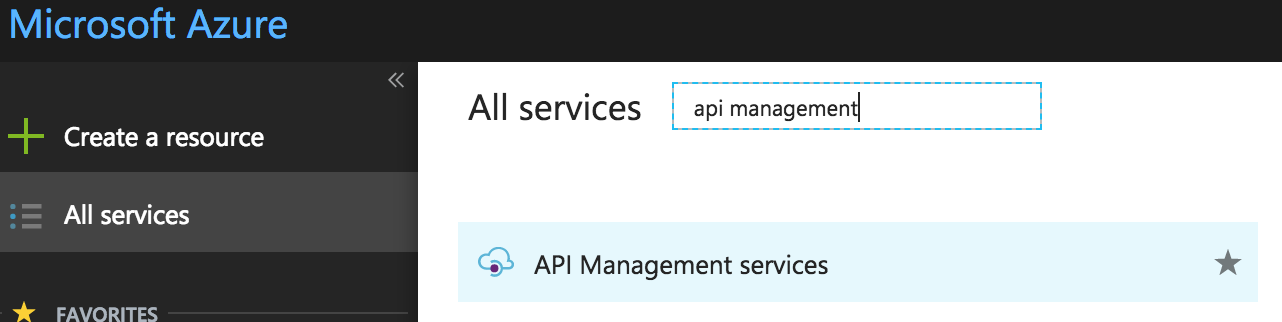 Searching for Azure's API management module