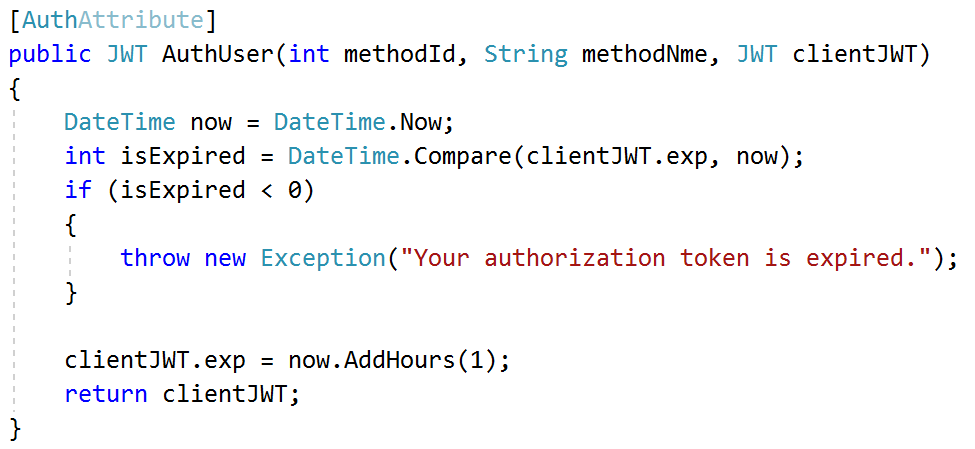 An Auth function within a .NET/C# service